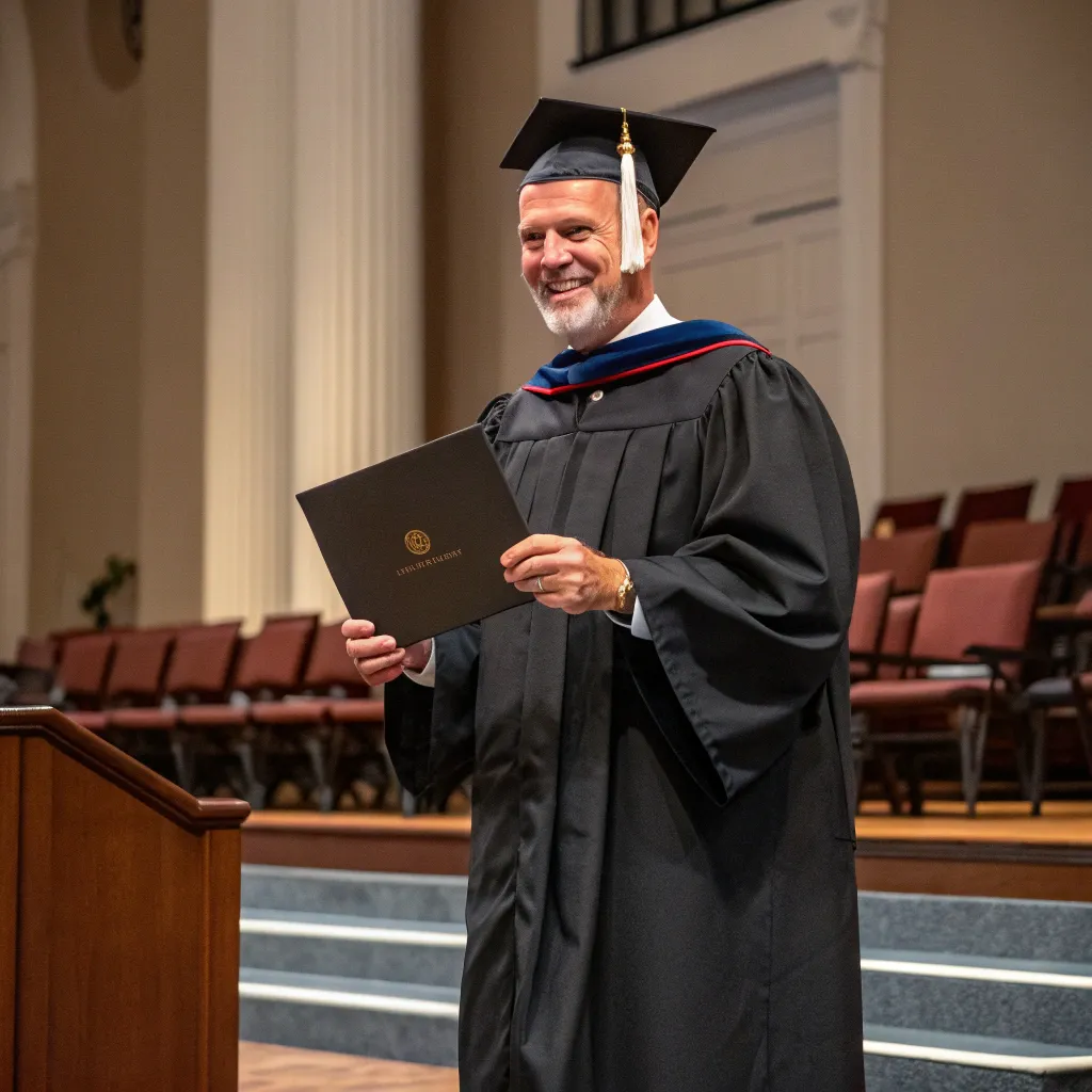 John Doe smiling after completing the course