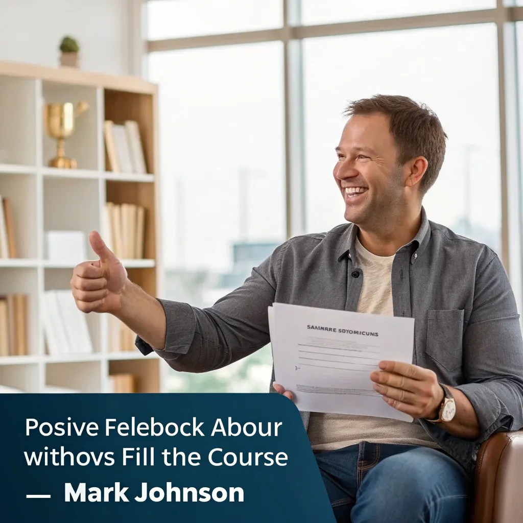 Mark Johnson sharing his positive feedback about the course